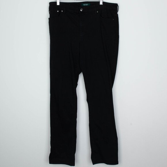 Lauren Ralph Lauren Womens Straight Leg Denim Jeans Size 16 Black Staple Capsule - Picture 1 of 6